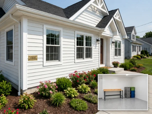 A new construction building with pvc walls
